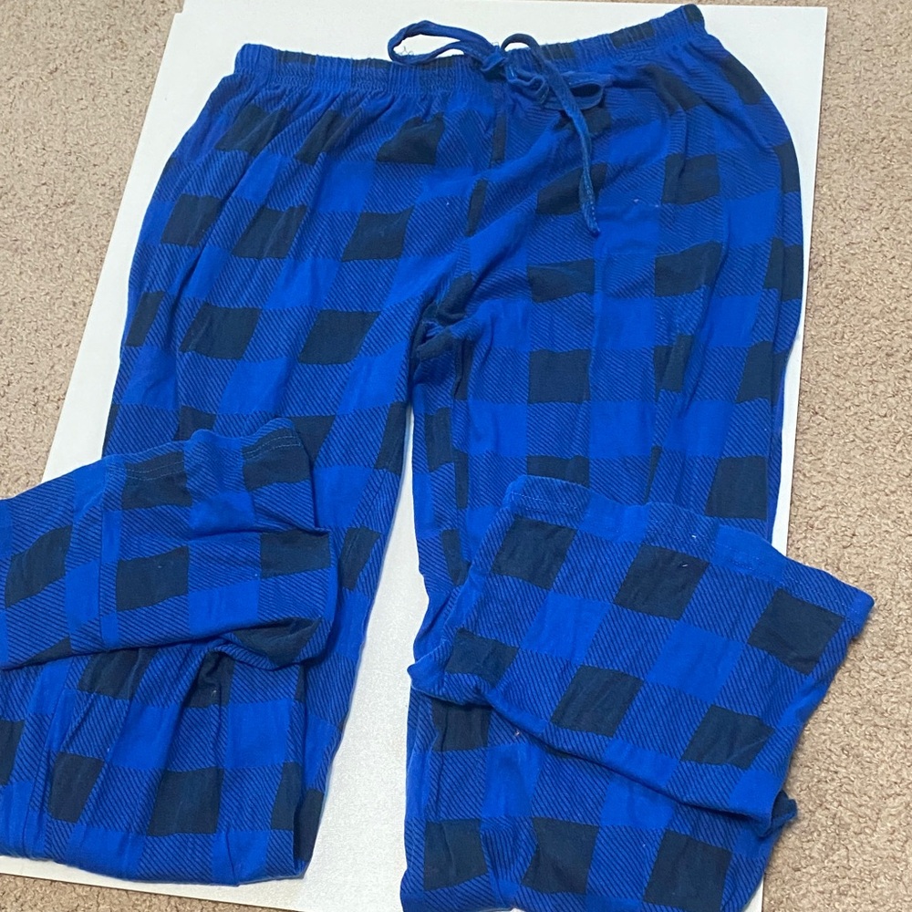 Blue and Black Plaid Pants